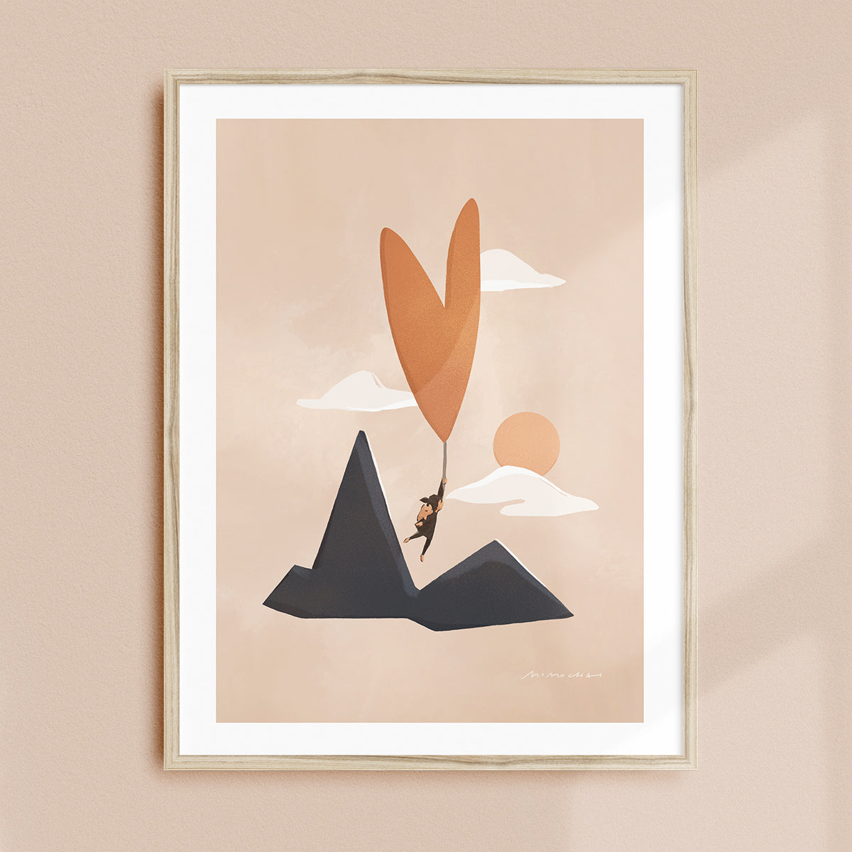 Neutral Geometric Triangles Art Print